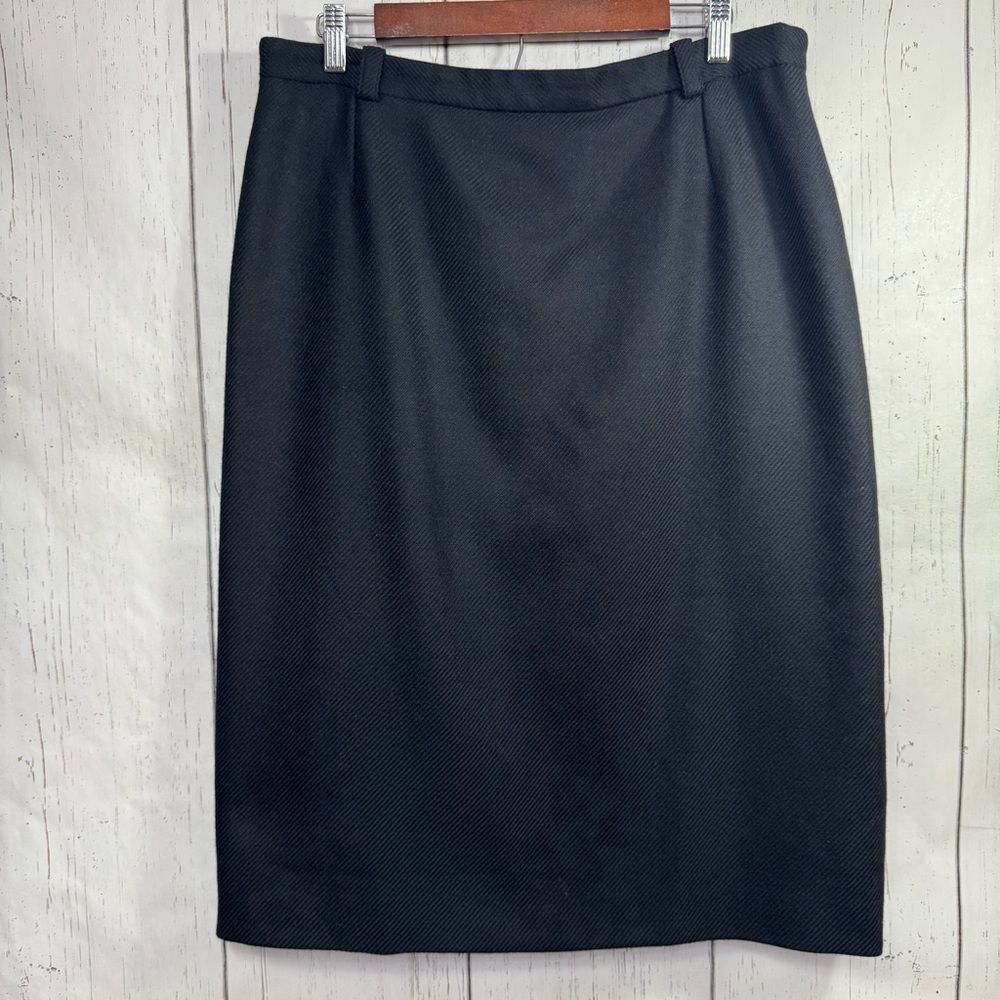 Aragon Italy 100% Wool Black Pencil Skirt Classic Career Minimalist Office Sz 18
